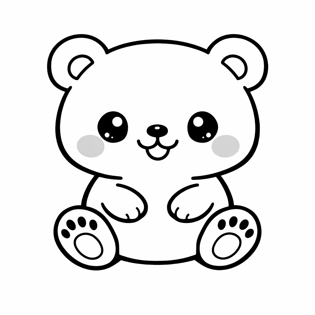 Kawaii AI coloring page style example — cute Japanese style with big eyes